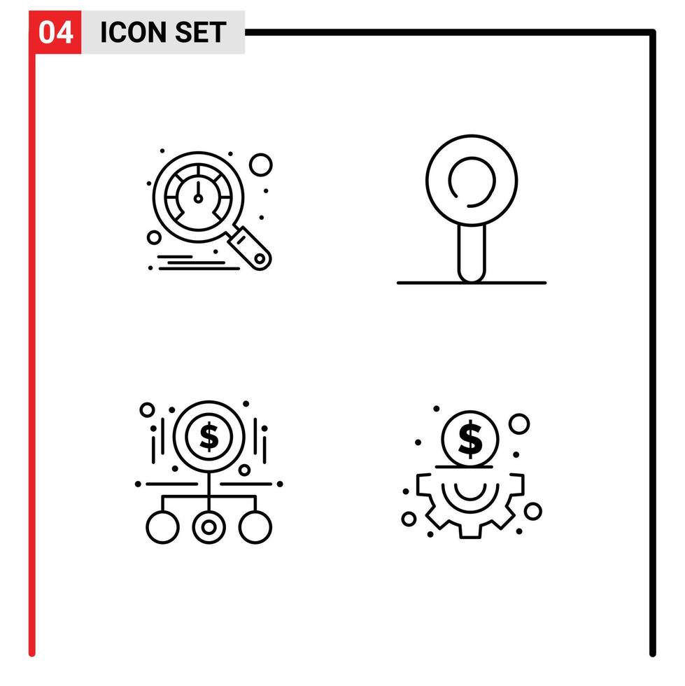 4 Creative Icons Modern Signs and Symbols of dashboard product lollipop magnifying content Editable Vector Design Elements