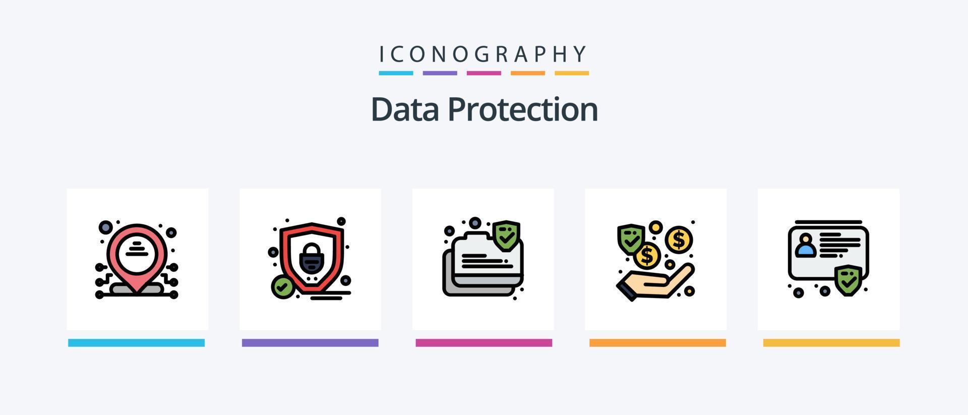 Data Protection Line Filled 5 Icon Pack Including security. dollar. security. web security. programming. Creative Icons Design vector