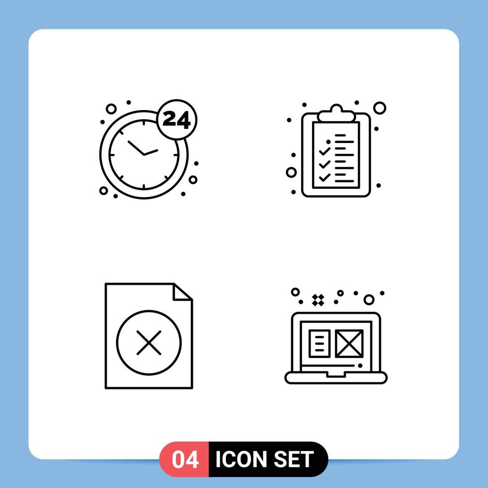 Concepto de 4 líneas para sitios web móviles y aplicaciones Lista de servicios de archivos de reloj Elementos de diseño de vectores editables gráficos digitales