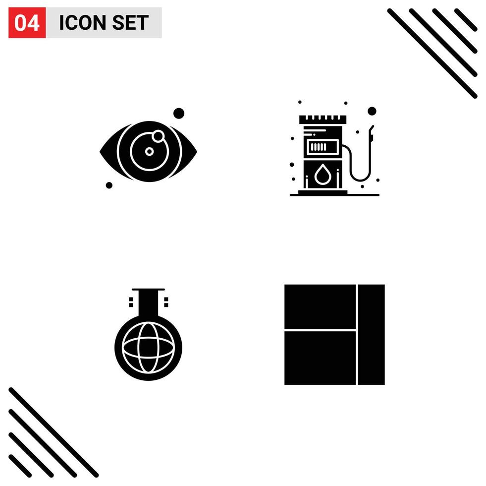 Modern Set of 4 Solid Glyphs and symbols such as medical chemistery fuel fuel grid Editable Vector Design Elements