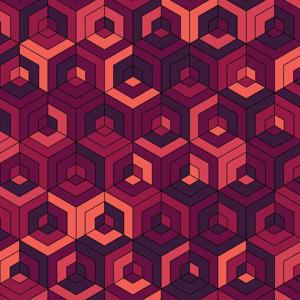 Fondo de hexágono de bloque rojo 3d vector