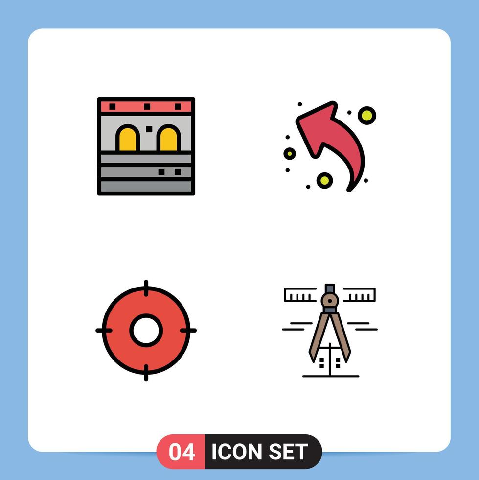 4 Creative Icons Modern Signs and Symbols of door position arrow left calipers Editable Vector Design Elements