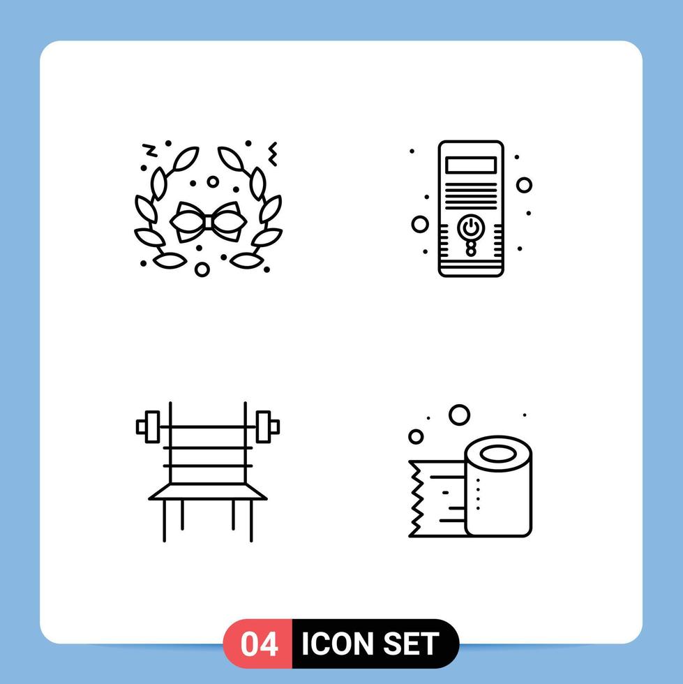 Line Pack of 4 Universal Symbols of bow fitness computer system machine Editable Vector Design Elements