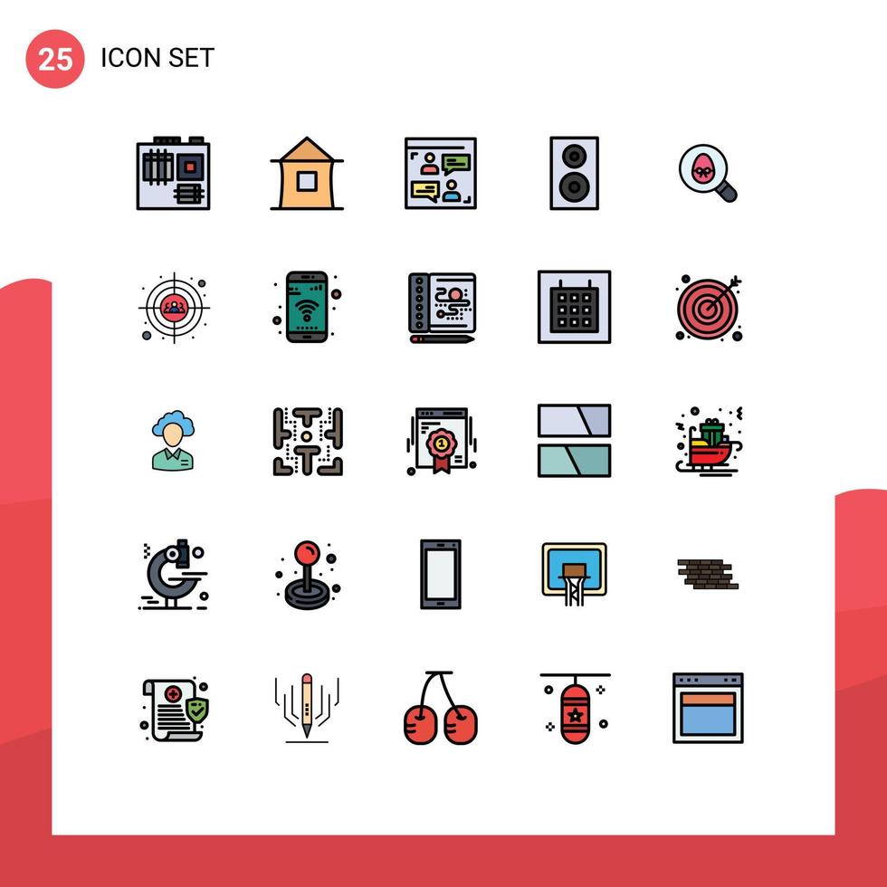 25 iconos creativos signos y símbolos modernos de dispositivos de productos web de altavoces de búsqueda elementos de diseño vectorial editables vector