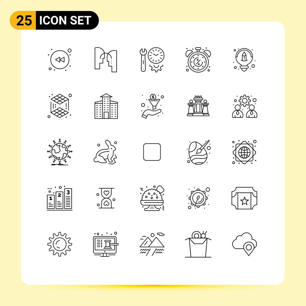 Line Pack of 25 Universal Symbols of creative discount options cyber discount Editable Vector Design Elements