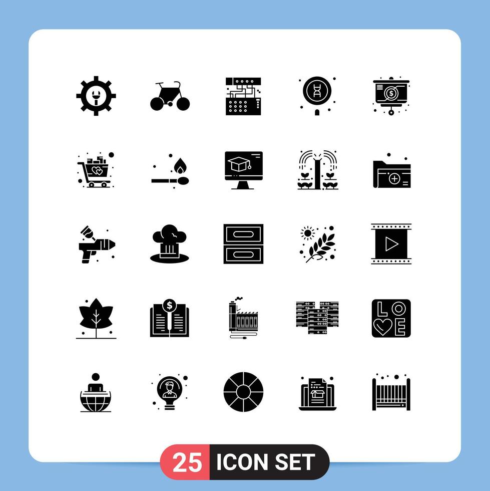 Stock Vector Icon Pack of 25 Line Signs and Symbols for presentation science connection laboratory biology Editable Vector Design Elements