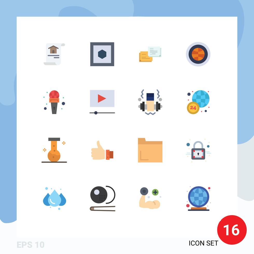 conjunto de 16 iconos de interfaz de usuario modernos signos de símbolos para interfaz de usuario de burbuja web de micrófono paquete editable de elementos de diseño de vectores creativos