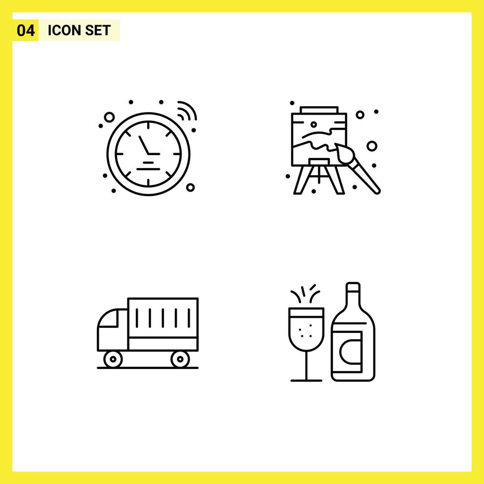 Mobile Interface Line Set of 4 Pictograms of hotspot delivery watch arts transport Editable Vector Design Elements