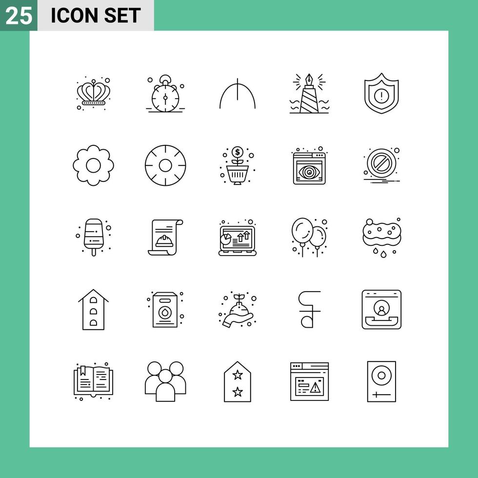 Stock Vector Icon Pack of 25 Line Signs and Symbols for security edit manat nib write Editable Vector Design Elements