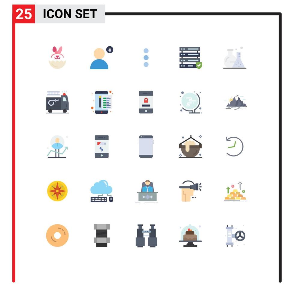 25 iconos creativos, signos y símbolos modernos de ciencia, matraz, aplicación, tubo, seguridad, elementos de diseño vectorial editables vector