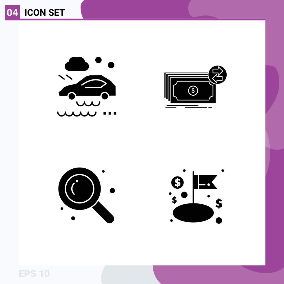 Stock Vector Icon Pack of Line Signs and Symbols for bad weather condition detective wet road dollars searching Editable Vector Design Elements