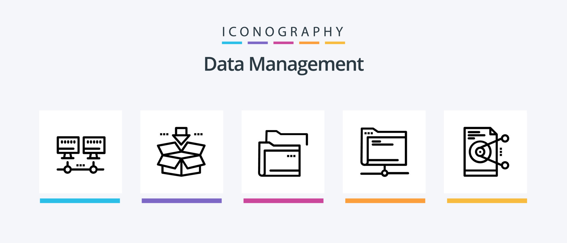 Data Management Line 5 Icon Pack Including share. server. computer ...