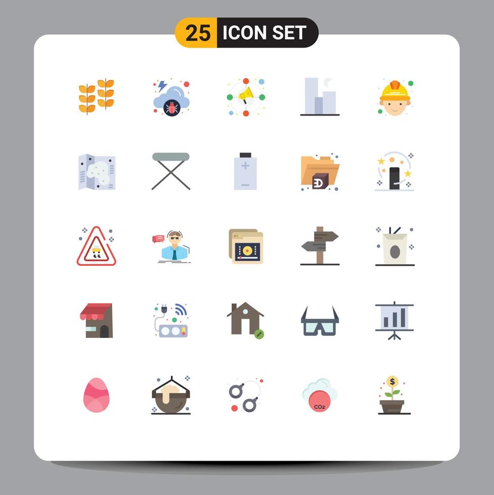 Universal Icon Symbols Group of 25 Modern Flat Colors of labour night circle moon city Editable Vector Design Elements