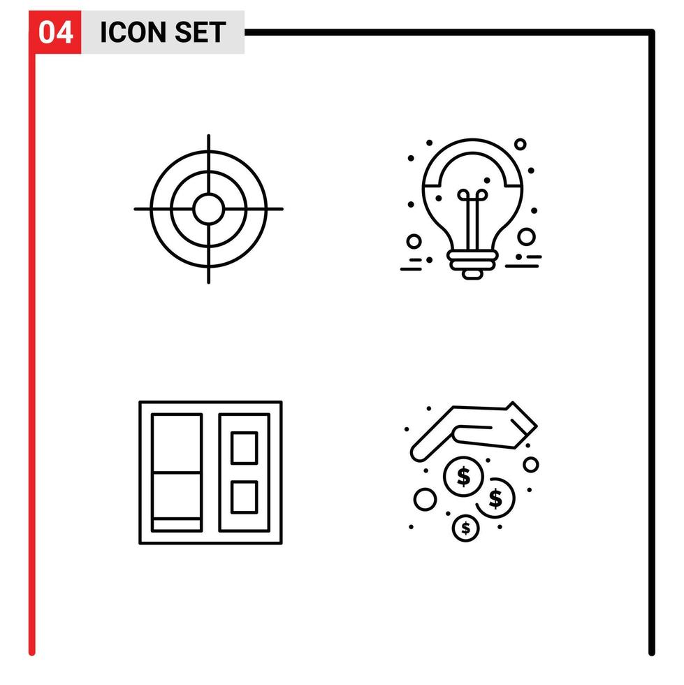 conjunto de 4 paquetes de colores planos de línea de relleno comercial para elementos de diseño de vector editables de puerta de gran venta objetivo de construcción de negocios