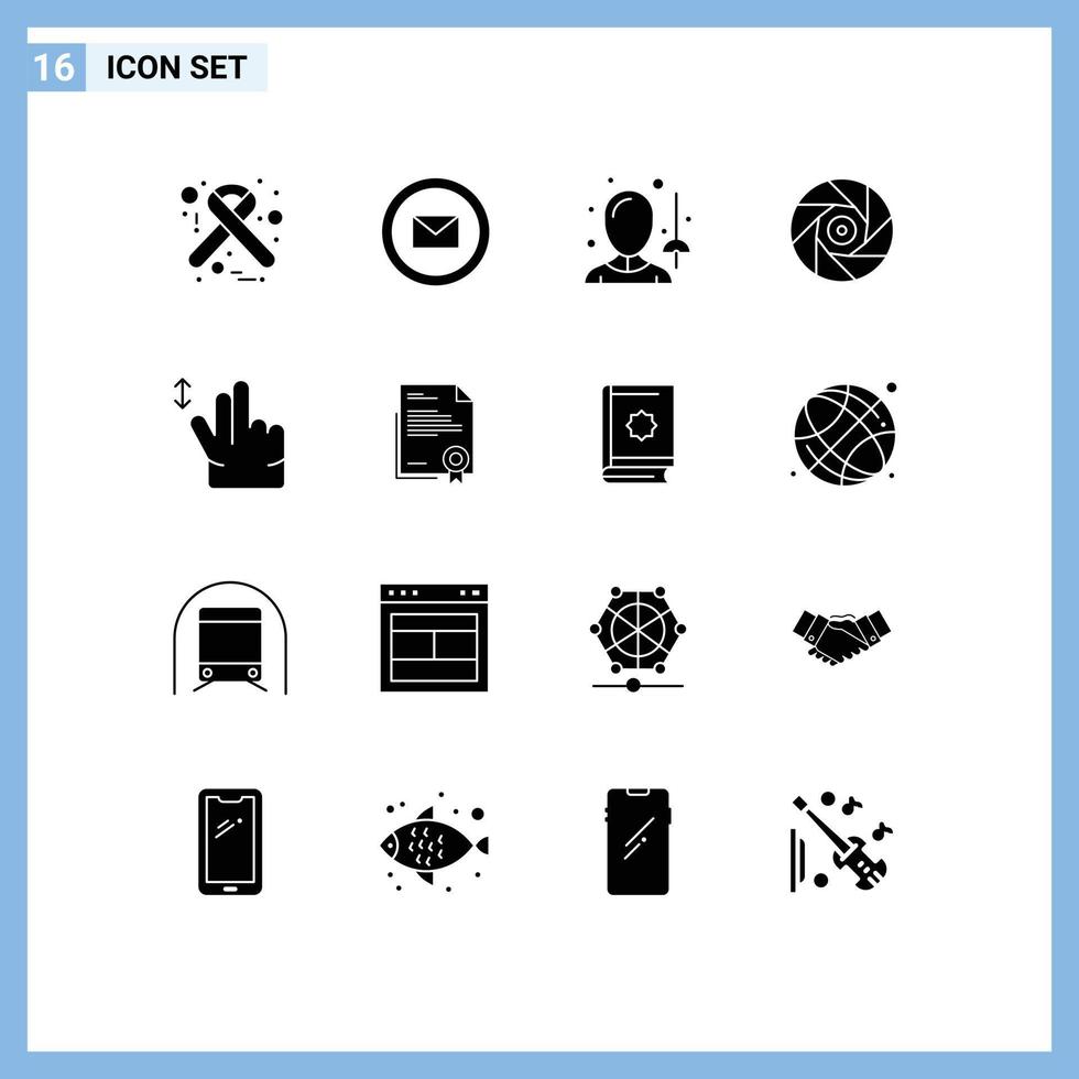 16 Creative Icons Modern Signs and Symbols of hand shutter female movie cinema Editable Vector Design Elements