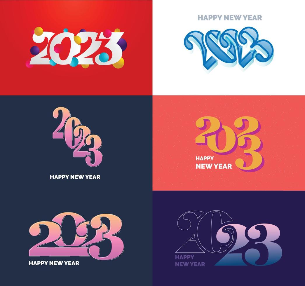 Big Collection of 2023 Happy New Year symbols Cover of business diary for 2023 with wishes vector