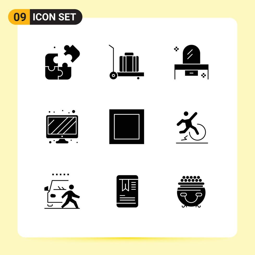 Set of 9 Modern UI Icons Symbols Signs for comfort business dresser maximize device Editable Vector Design Elements