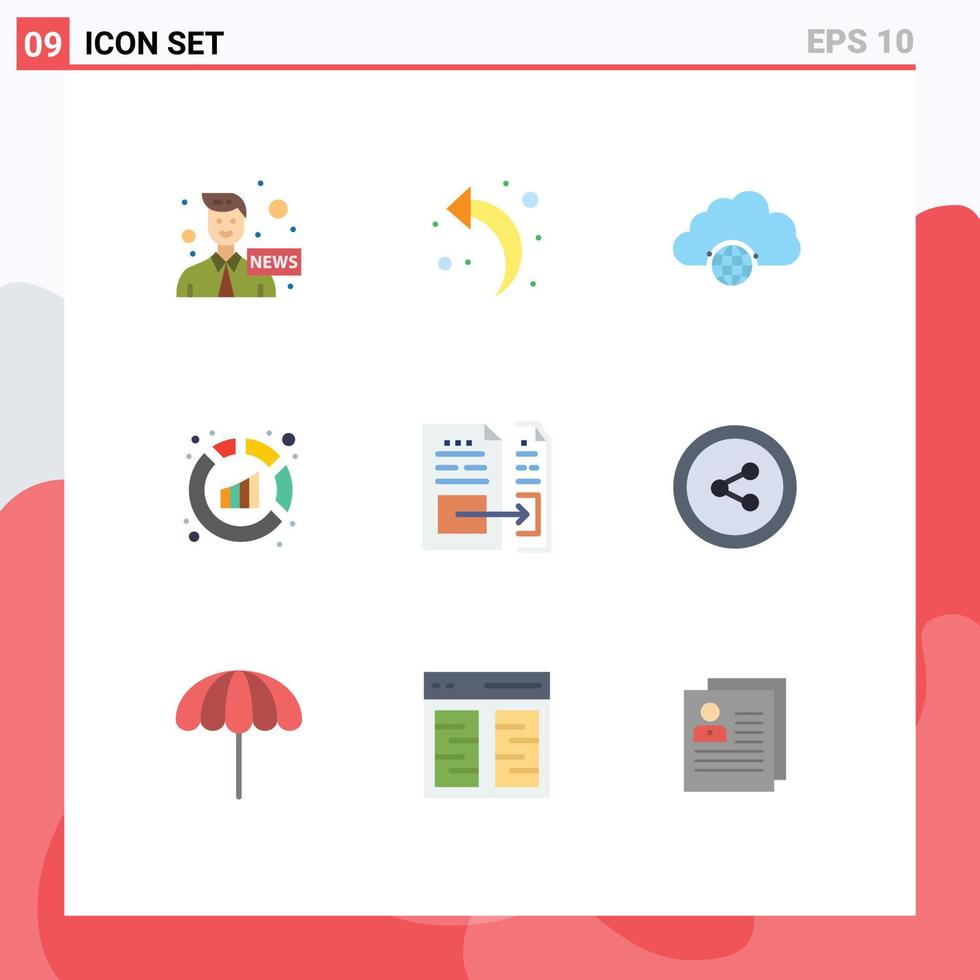 Pictogram Set of 9 Simple Flat Colors of data analysis city sales analytics Editable Vector Design Elements