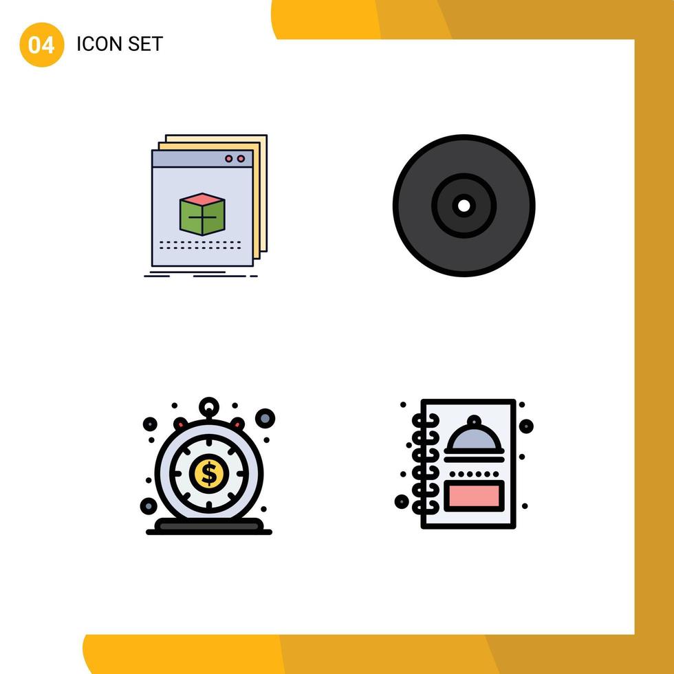 Universal Icon Symbols Group of 4 Modern Filledline Flat Colors of software finance file ray loan Editable Vector Design Elements