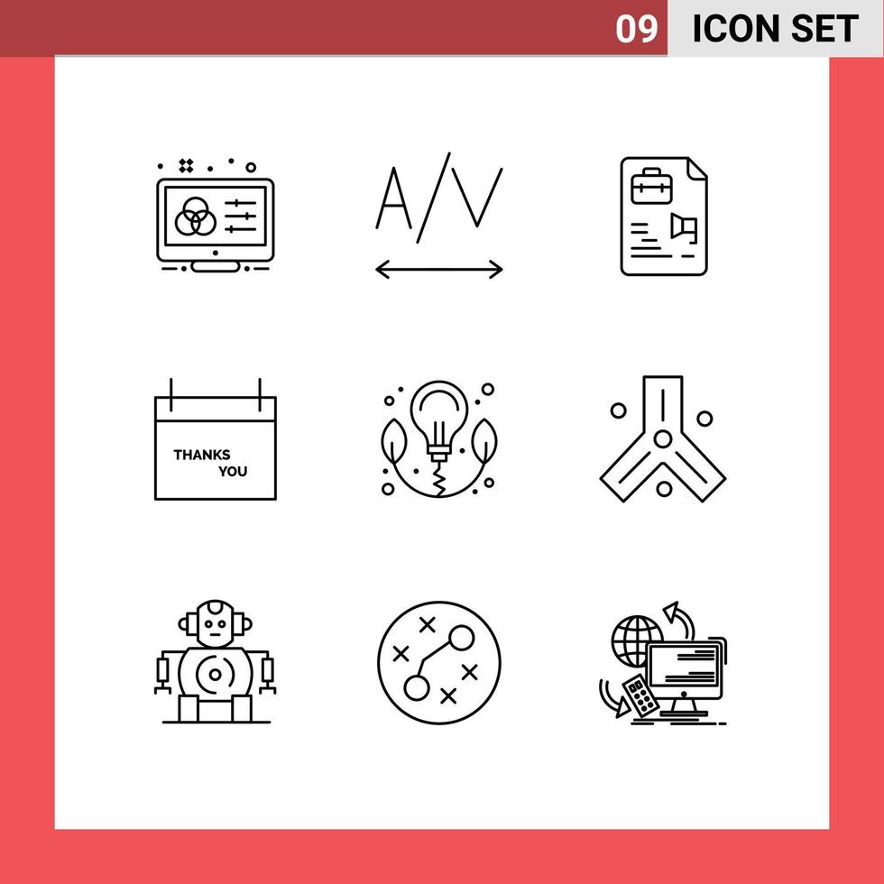 Stock Vector Icon Pack of 9 Line Signs and Symbols for power energy document thanksgiving fall Editable Vector Design Elements