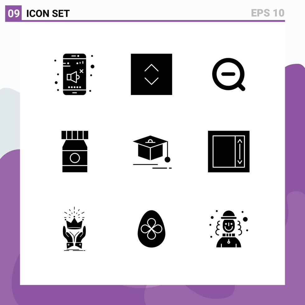 Set of 9 Modern UI Icons Symbols Signs for field education less cap bottle Editable Vector Design Elements