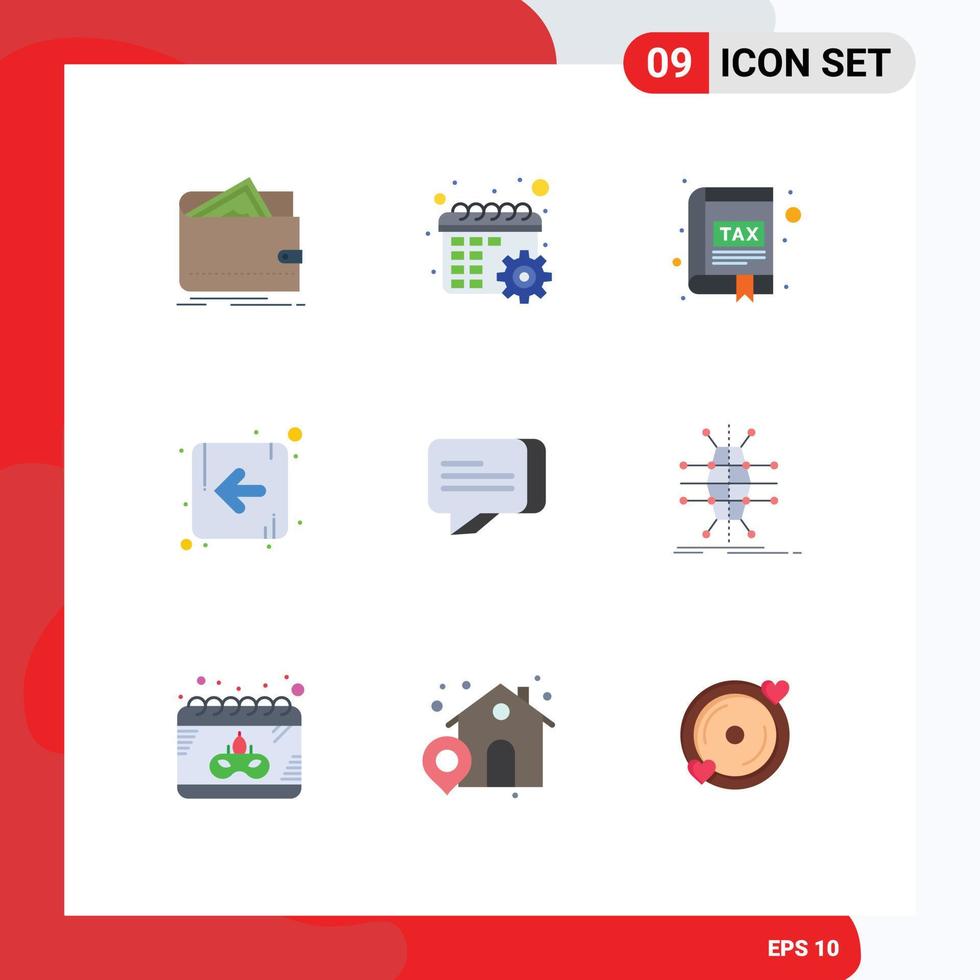 Universal Icon Symbols Group of 9 Modern Flat Colors of chat direction settings arrow interface Editable Vector Design Elements