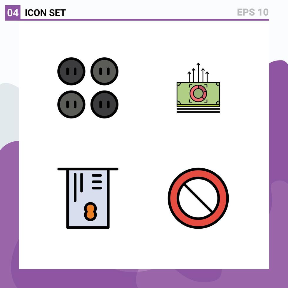 4 interfaz de usuario paquete de color plano de línea de relleno de signos y símbolos modernos de botones dinero transferencia de dinero cancelar elementos de diseño vectorial editables vector