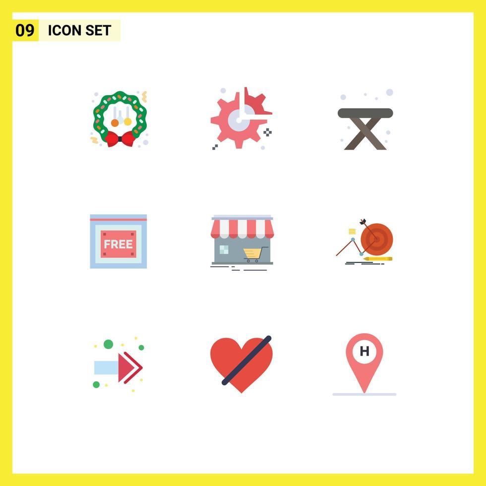 Universal Icon Symbols Group of 9 Modern Flat Colors of shop tecnology break internet travel Editable Vector Design Elements