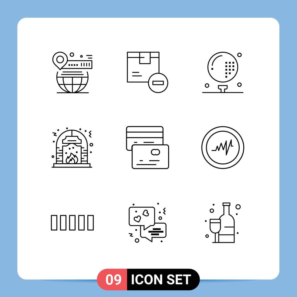 Stock Vector Icon Pack of 9 Line Signs and Symbols for fire christmas goods golf ball Editable Vector Design Elements