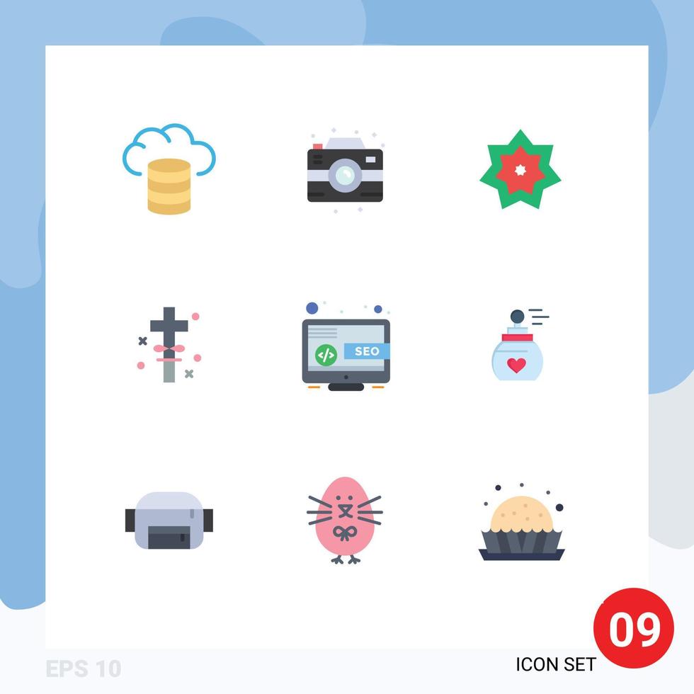 paquete de iconos vectoriales de stock de 9 signos y símbolos de línea para seo pascua islam santa cruz elementos de diseño vectorial editables vector