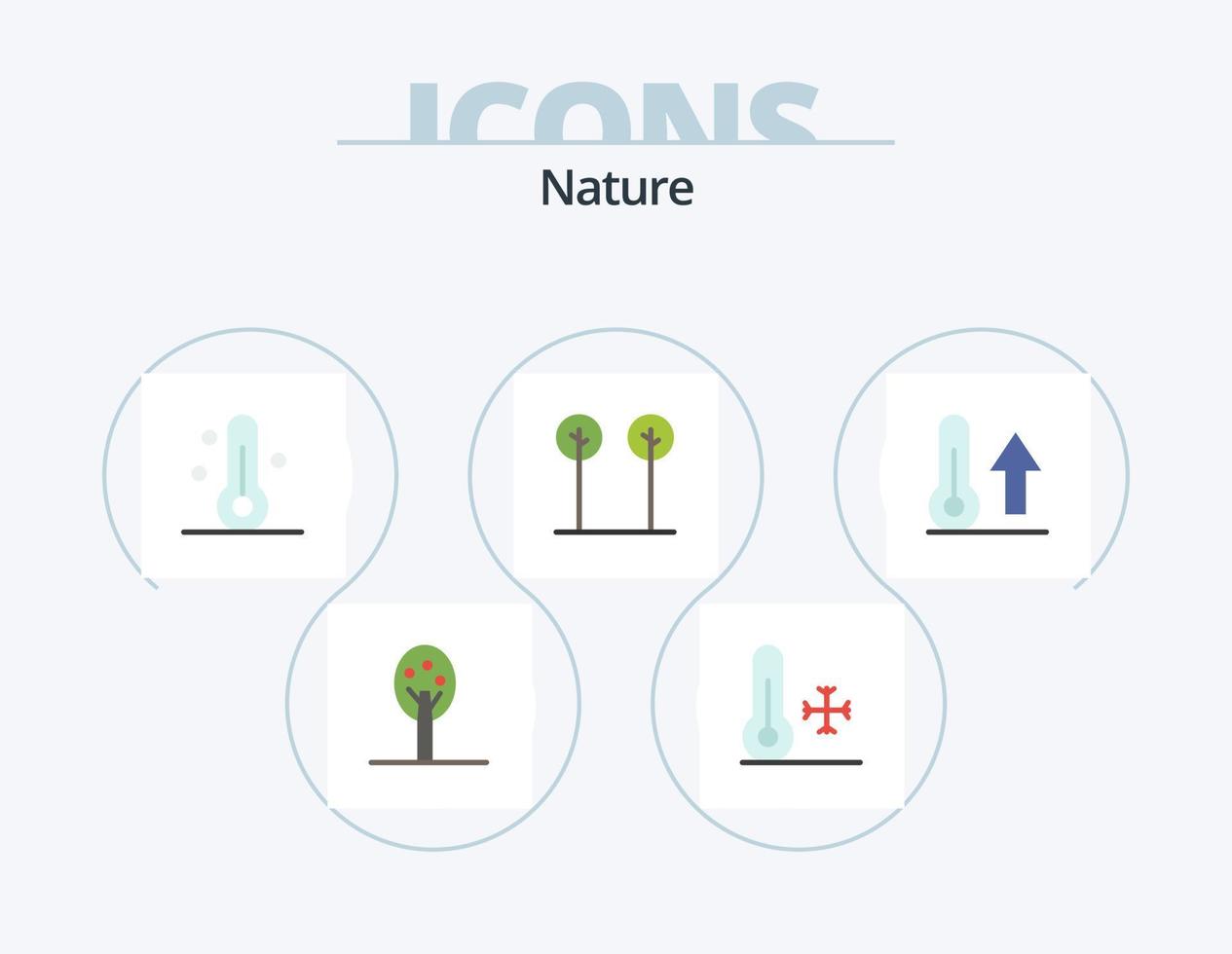 paquete de iconos planos de naturaleza 5 diseño de iconos. . clima. hojas. termómetro. meteorología vector