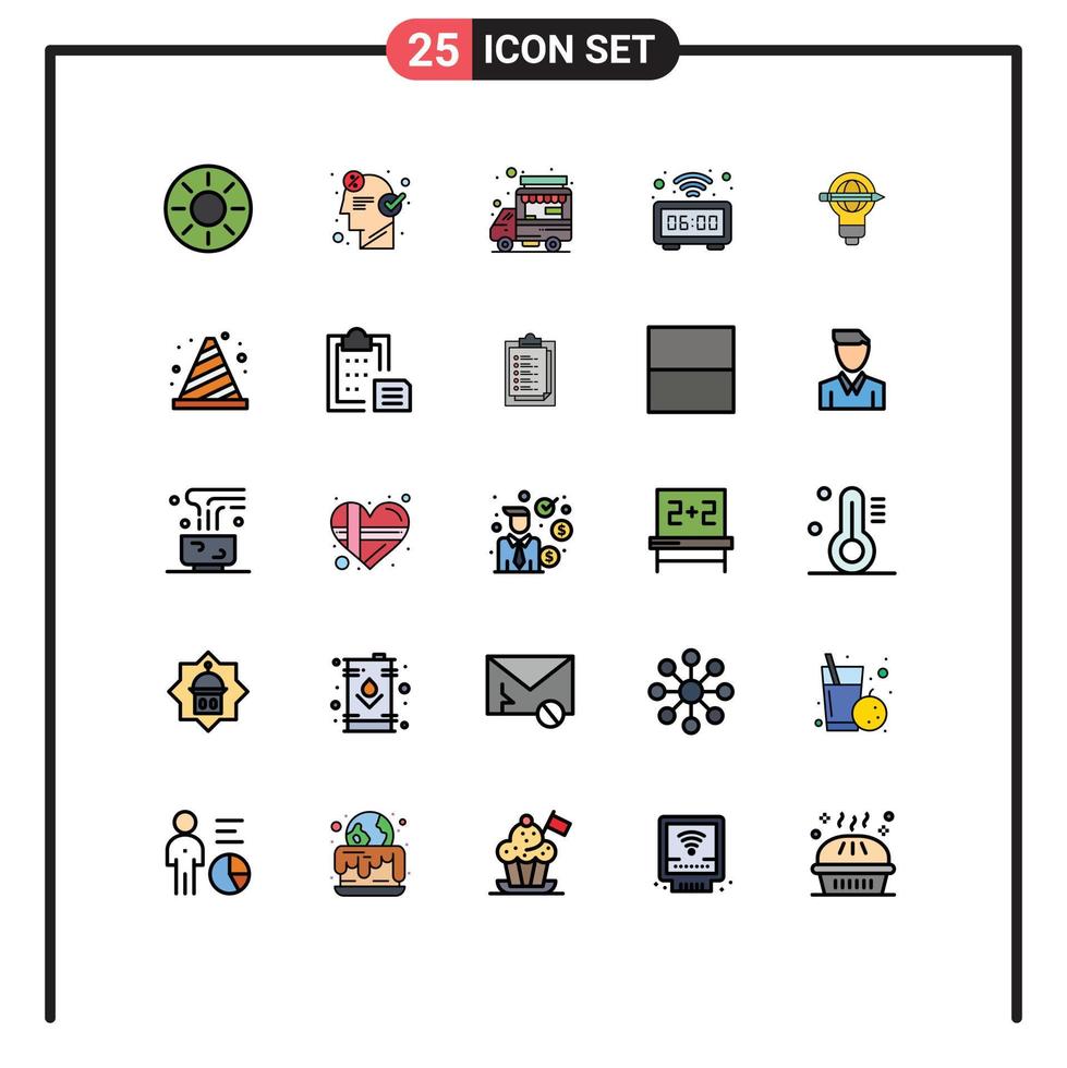 Modern Set of 25 Filled line Flat Colors and symbols such as time smart watch idea watch truck Editable Vector Design Elements