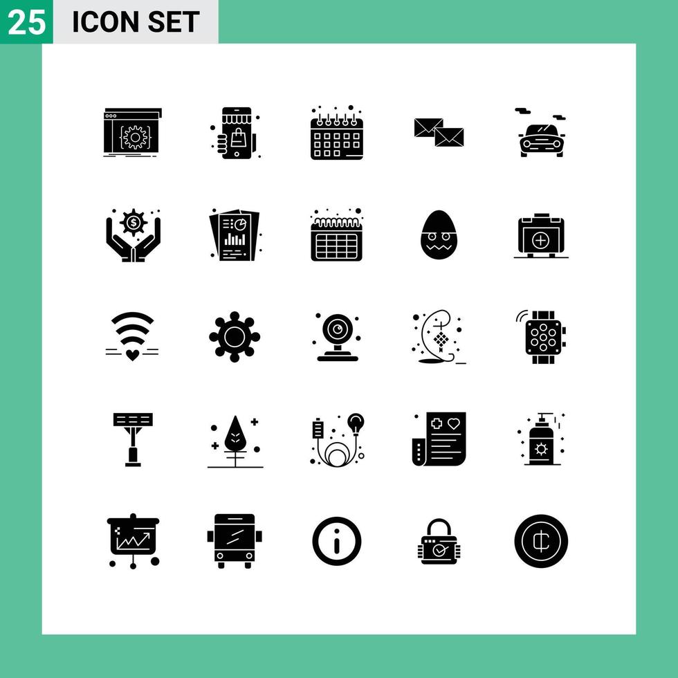 25 iconos creativos, signos y símbolos modernos de cartas comerciales, compras, correo electrónico, elementos de diseño vectorial editables vector