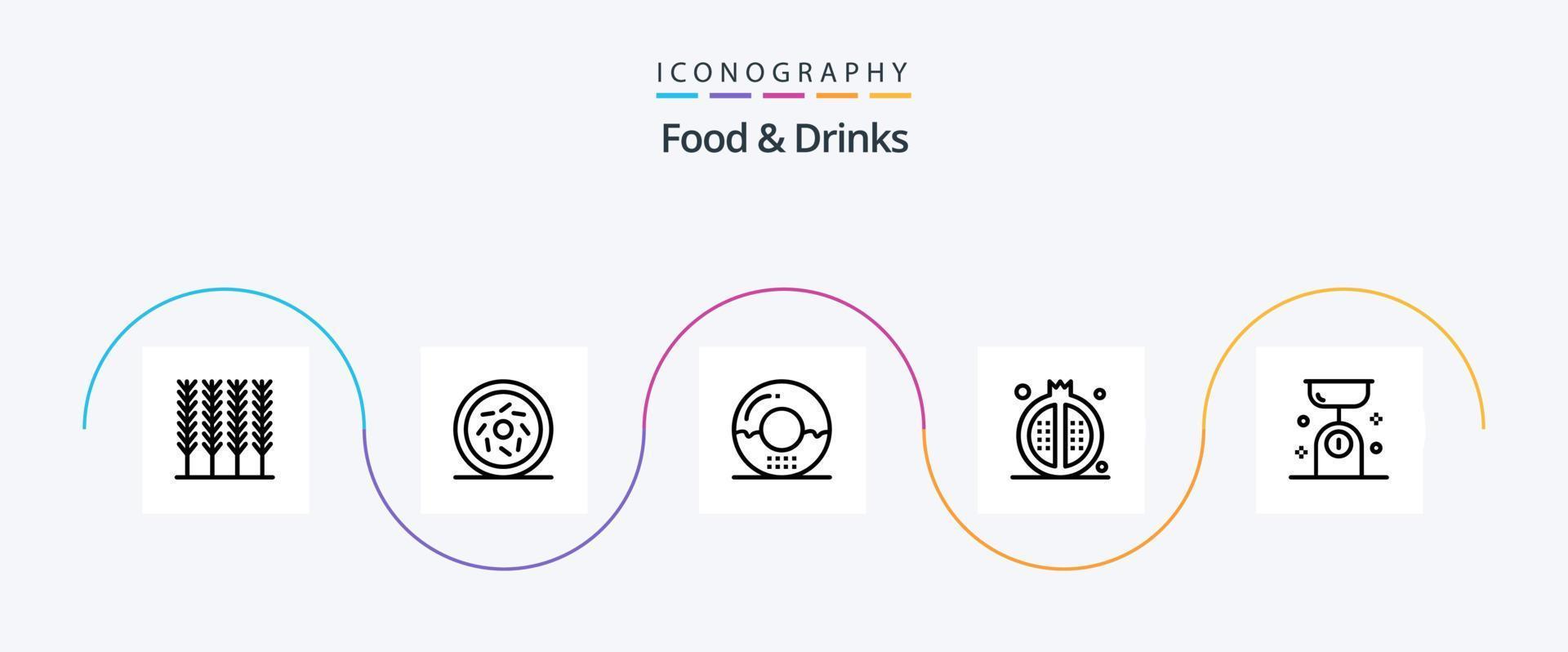Food and Drinks Line 5 Icon Pack Including food. pomegranate. drinks. meal. drinks vector