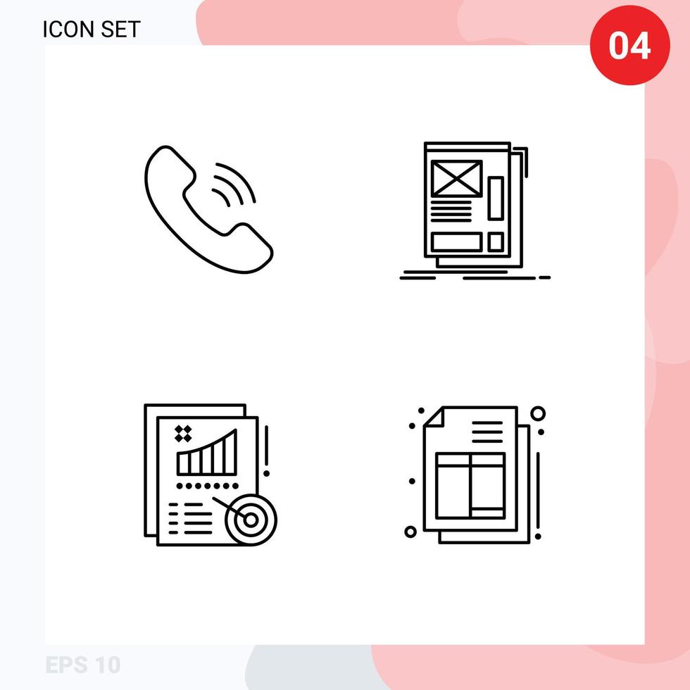 4 Universal Line Signs Symbols of call metrics wire layout design Editable Vector Design Elements