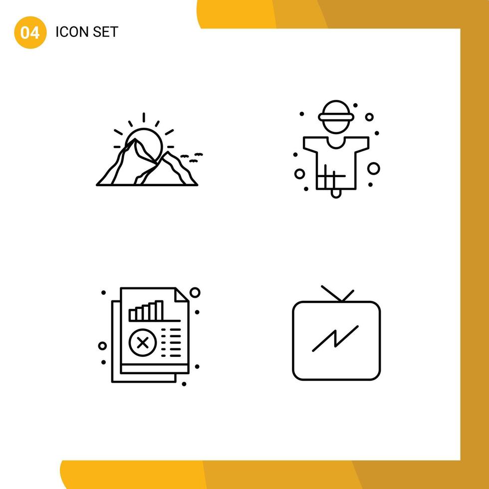 4 Universal Filledline Flat Colors Set for Web and Mobile Applications hill production mountain farming analysis Editable Vector Design Elements