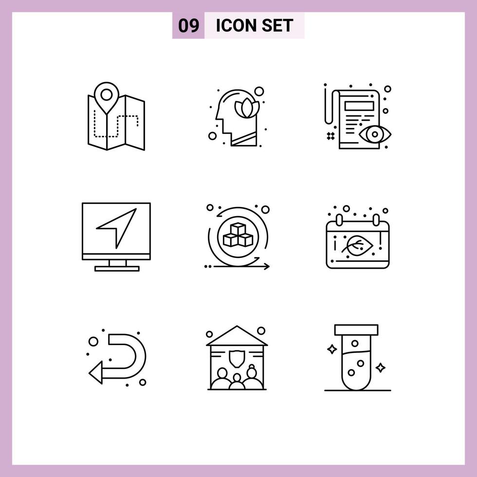 9 iconos creativos signos y símbolos modernos de mensaje computadora comunicación humana lápiz elementos de diseño vectorial editables vector