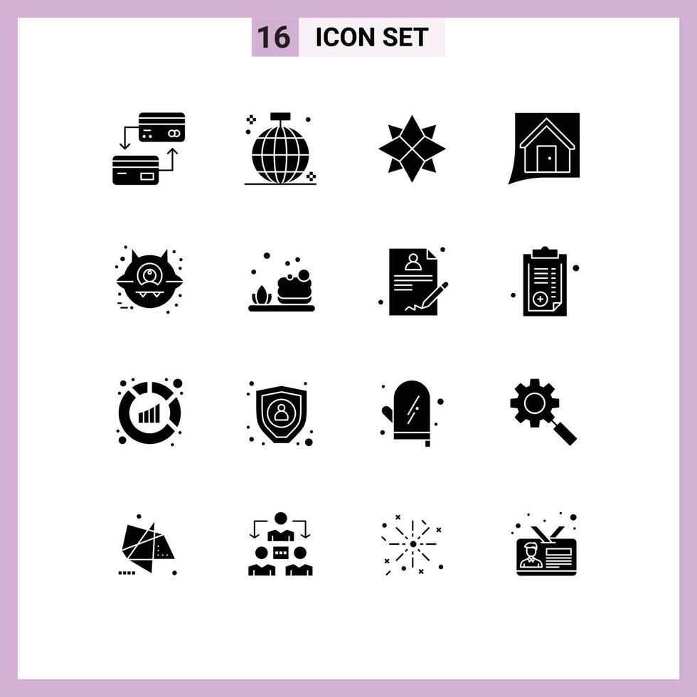 16 Universal Solid Glyphs Set for Web and Mobile Applications home conversation party contact us xmas Editable Vector Design Elements