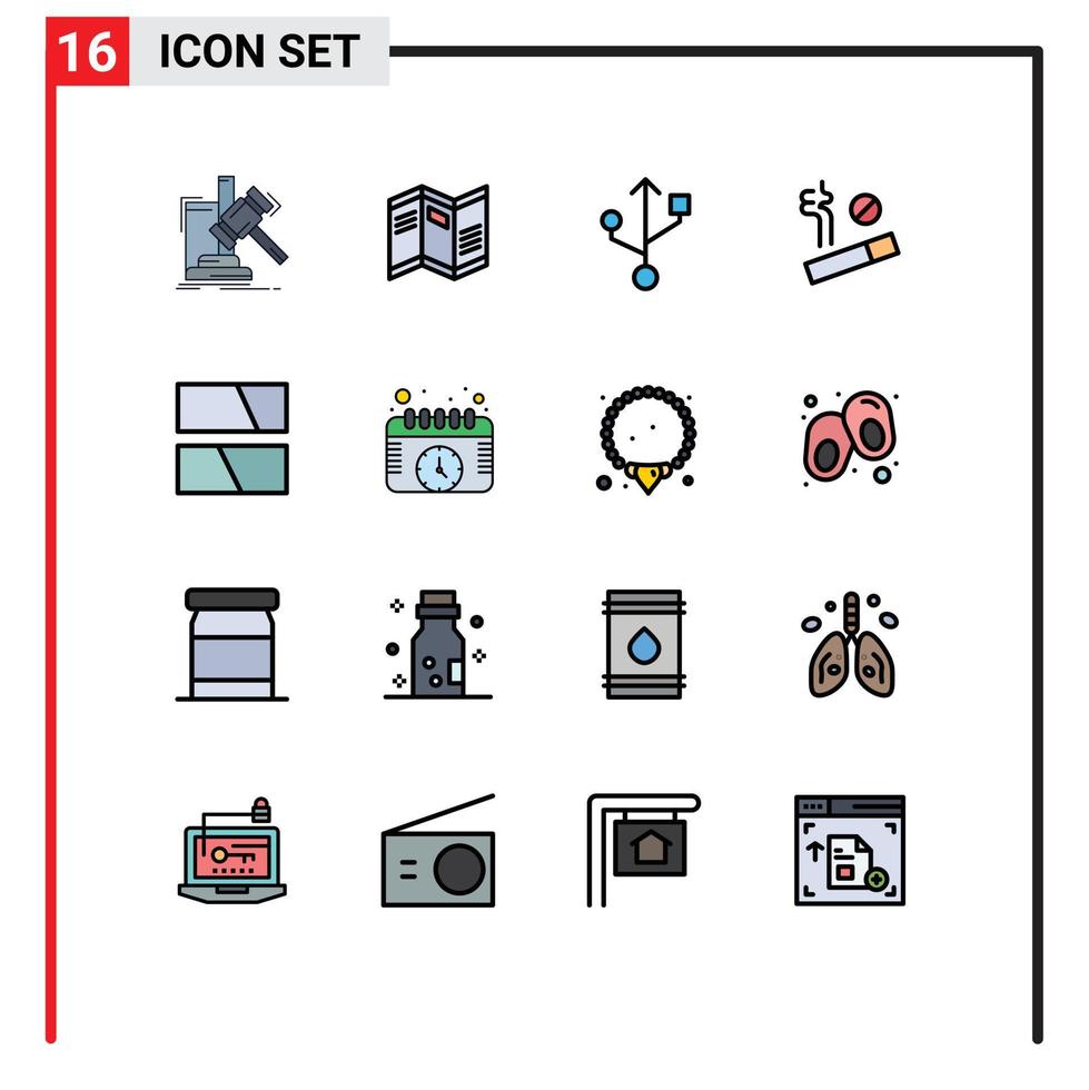 Universal Icon Symbols Group of 16 Modern Flat Color Filled Lines of layout frame paper editing smoke Editable Creative Vector Design Elements
