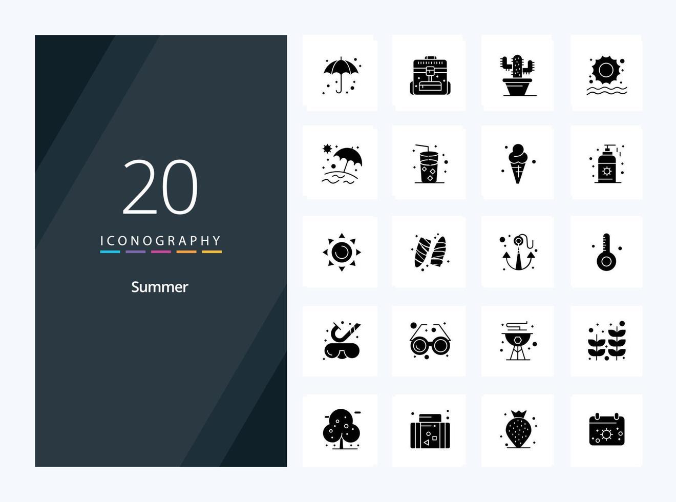 20 Summer Solid Glyph icon for presentation vector