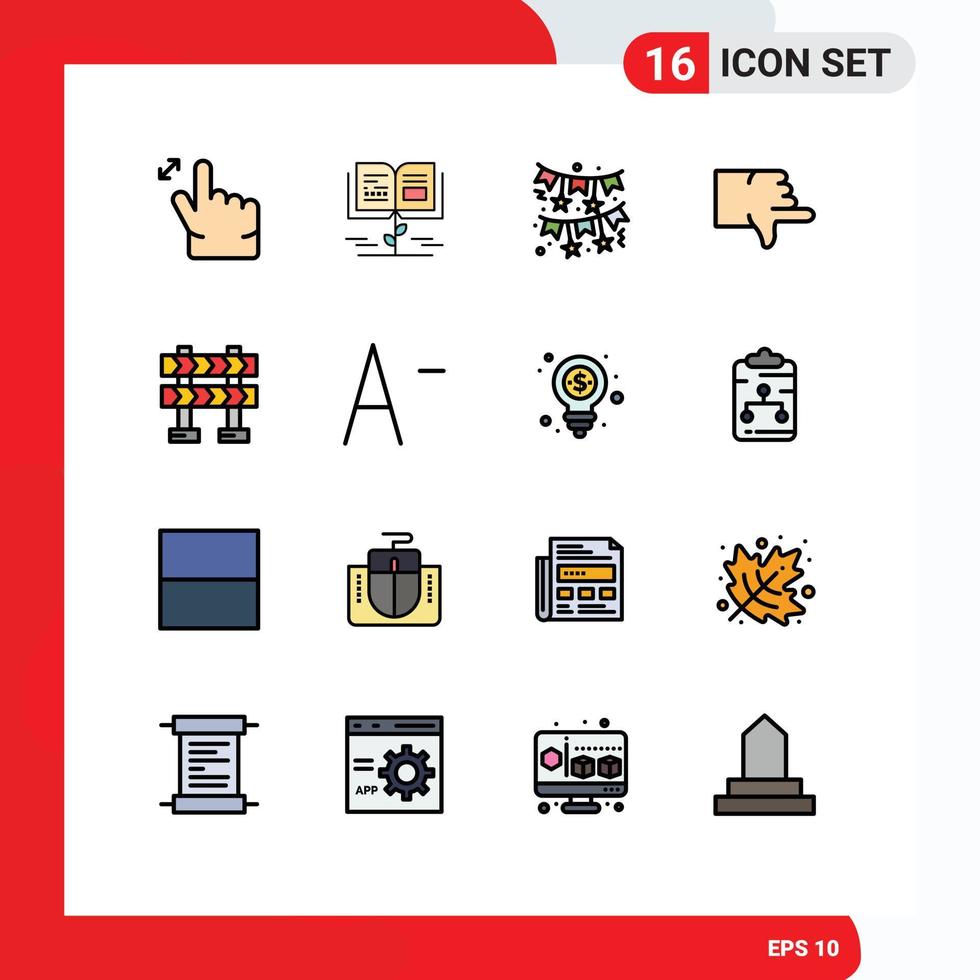 Set of 16 Modern UI Icons Symbols Signs for construction barricade decoration vote down Editable Creative Vector Design Elements