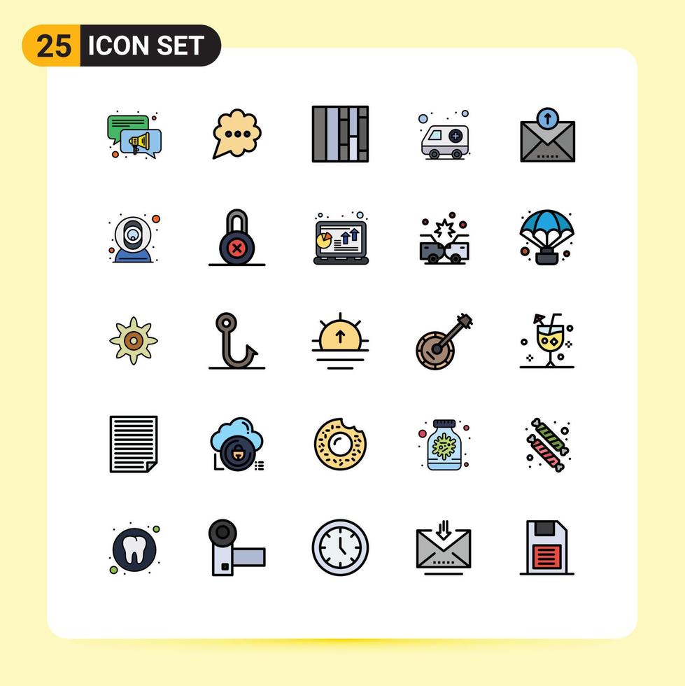 25 Thematic Vector Filled line Flat Colors and Editable Symbols of web sent ambulance outline ecommerce Editable Vector Design Elements