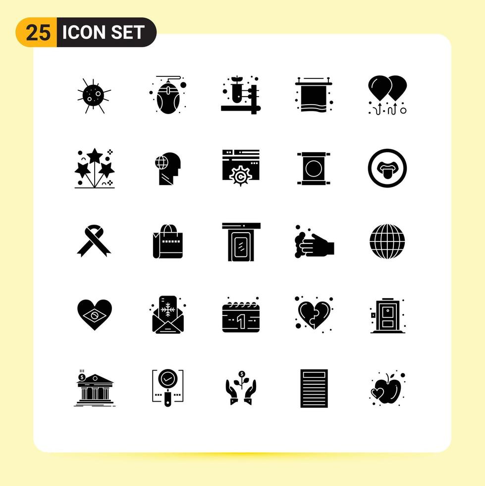 25 Solid Glyph concept for Websites Mobile and Apps firework fly herbal test balloon towel Editable Vector Design Elements