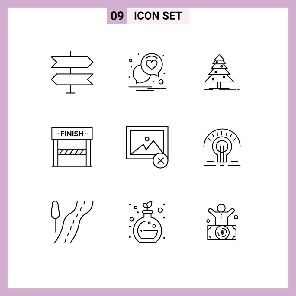 9 Universal Outline Signs Symbols of photo delete forest game line Editable Vector Design Elements