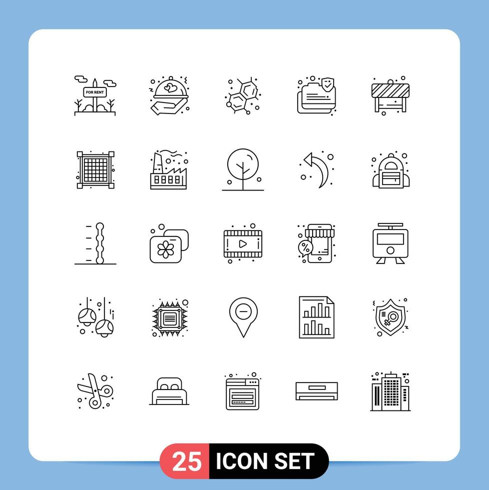 25 Universal Lines Set for Web and Mobile Applications road attention chemistry secure data secure Editable Vector Design Elements