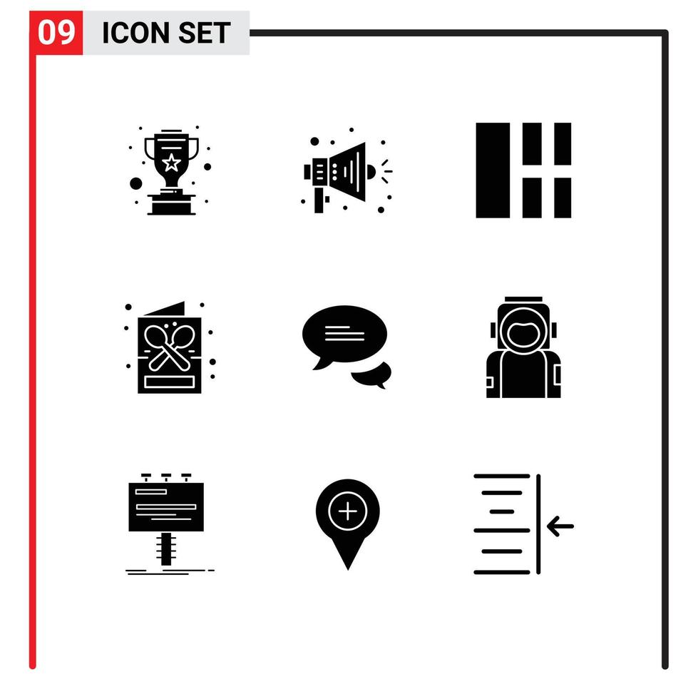 User Interface Pack of 9 Basic Solid Glyphs of messaging shop image menu coffee shop Editable Vector Design Elements