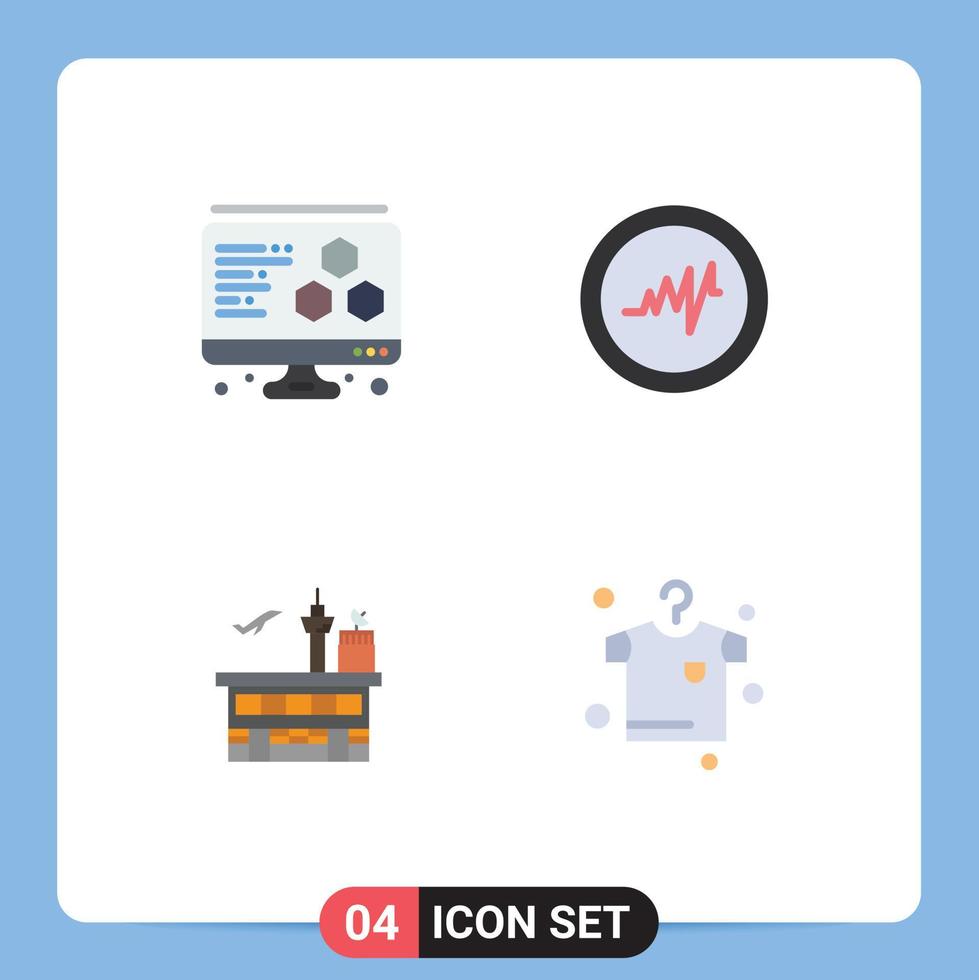 Universal Icon Symbols Group of 4 Modern Flat Icons of printing transportation pulse shipping drying Editable Vector Design Elements