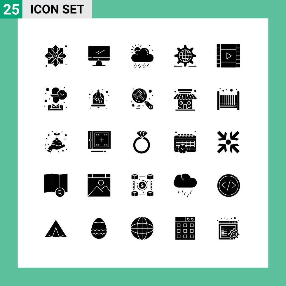 25 Creative Icons Modern Signs and Symbols of web world imac gear weather Editable Vector Design Elements