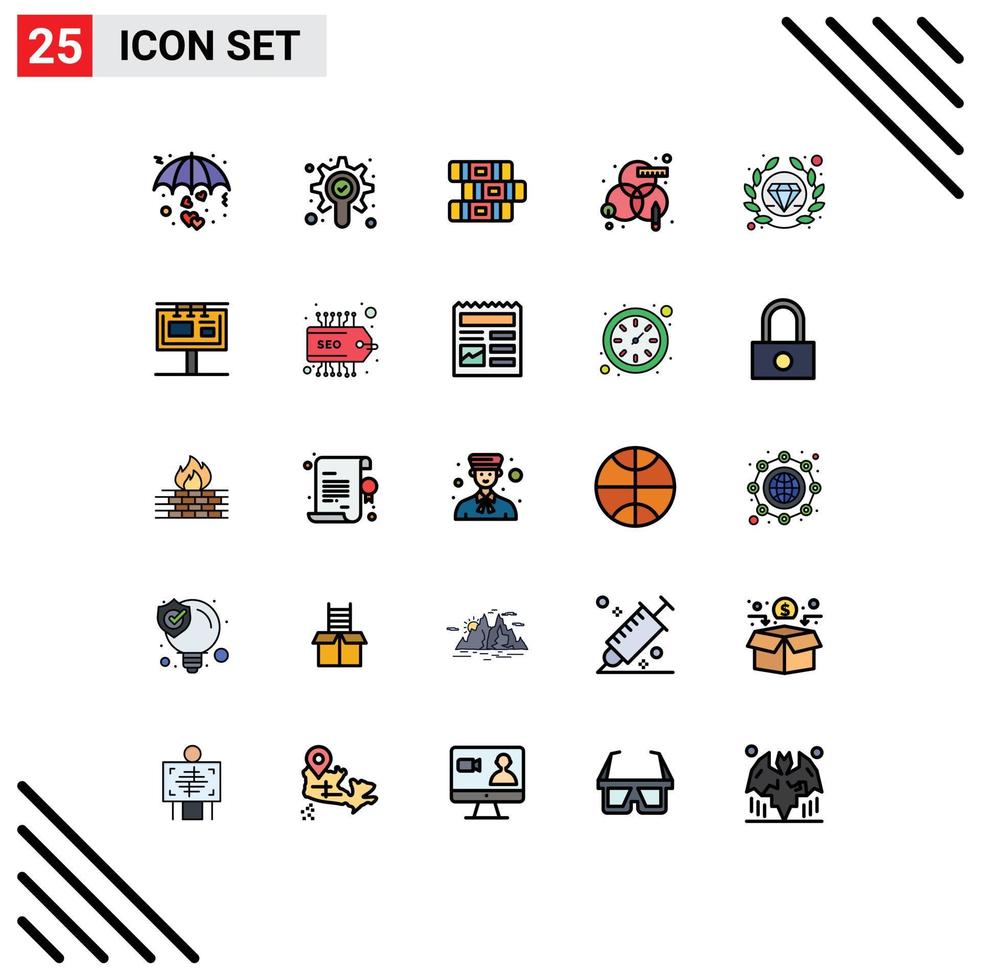 Universal Icon Symbols Group of 25 Modern Filled line Flat Colors of seo premium education design process Editable Vector Design Elements