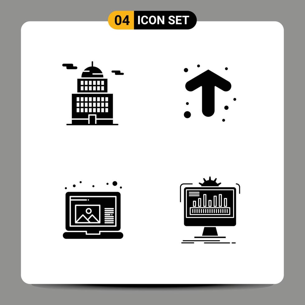 conjunto de pictogramas de 4 glifos sólidos simples de administración dibujan elementos de diseño vectorial editables en el tablero del museo vector